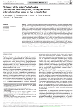 Phylogeny of the Order Phyllachorales (Ascomycota, Sordariomycetes): Among and Within Order Relationships Based on Five Molecular Loci