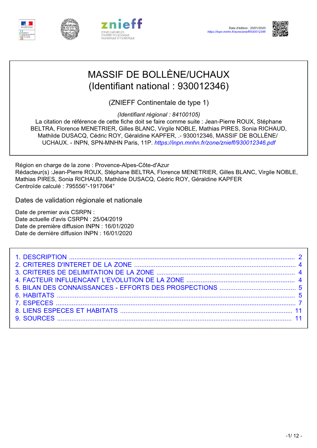 MASSIF DE BOLLÈNE/UCHAUX (Identifiant National : 930012346)