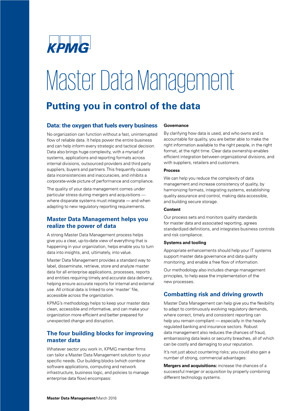 Master Data Management Putting You in Control of the Data