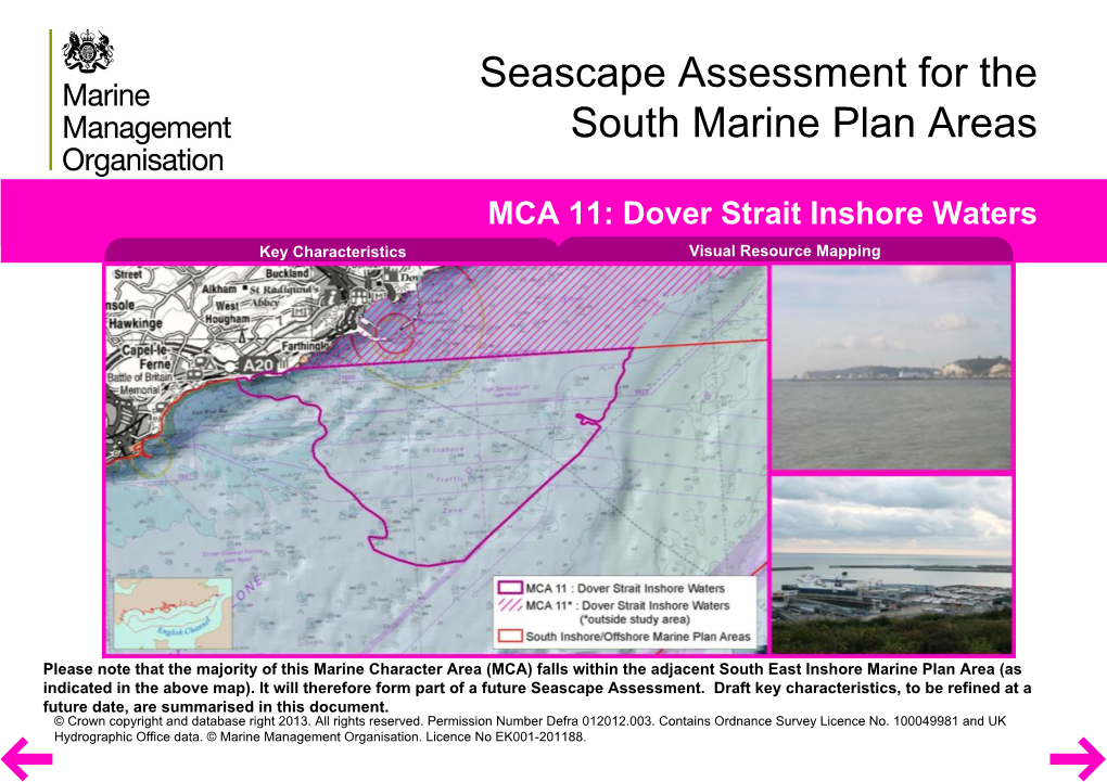 Dover Strait Inshore Waters Key Characteristics Visual Resource Mapping