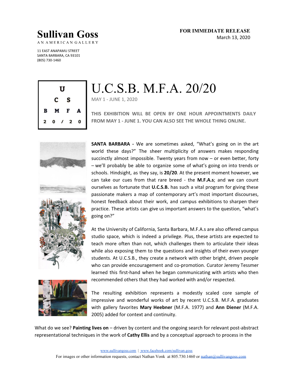 U.C.S.B. M.F.A. 20/20 May 1 - June 1, 2020