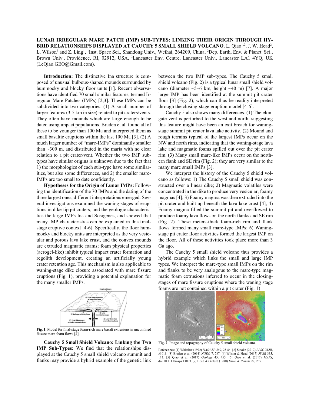 Lunar Irregular Mare Patch (Imp) Sub-Types: Linking Their Origin Through Hy- Brid Relationships Displayed at Cauchy 5 Small Shield Volcano