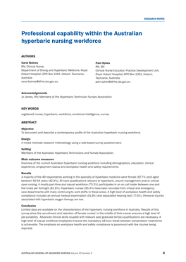Professional Capability Within the Australian Hyperbaric Nursing Workforce