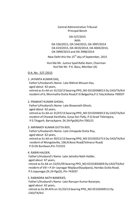 Central Administrative Tribunal Principal Bench OA 527/2015