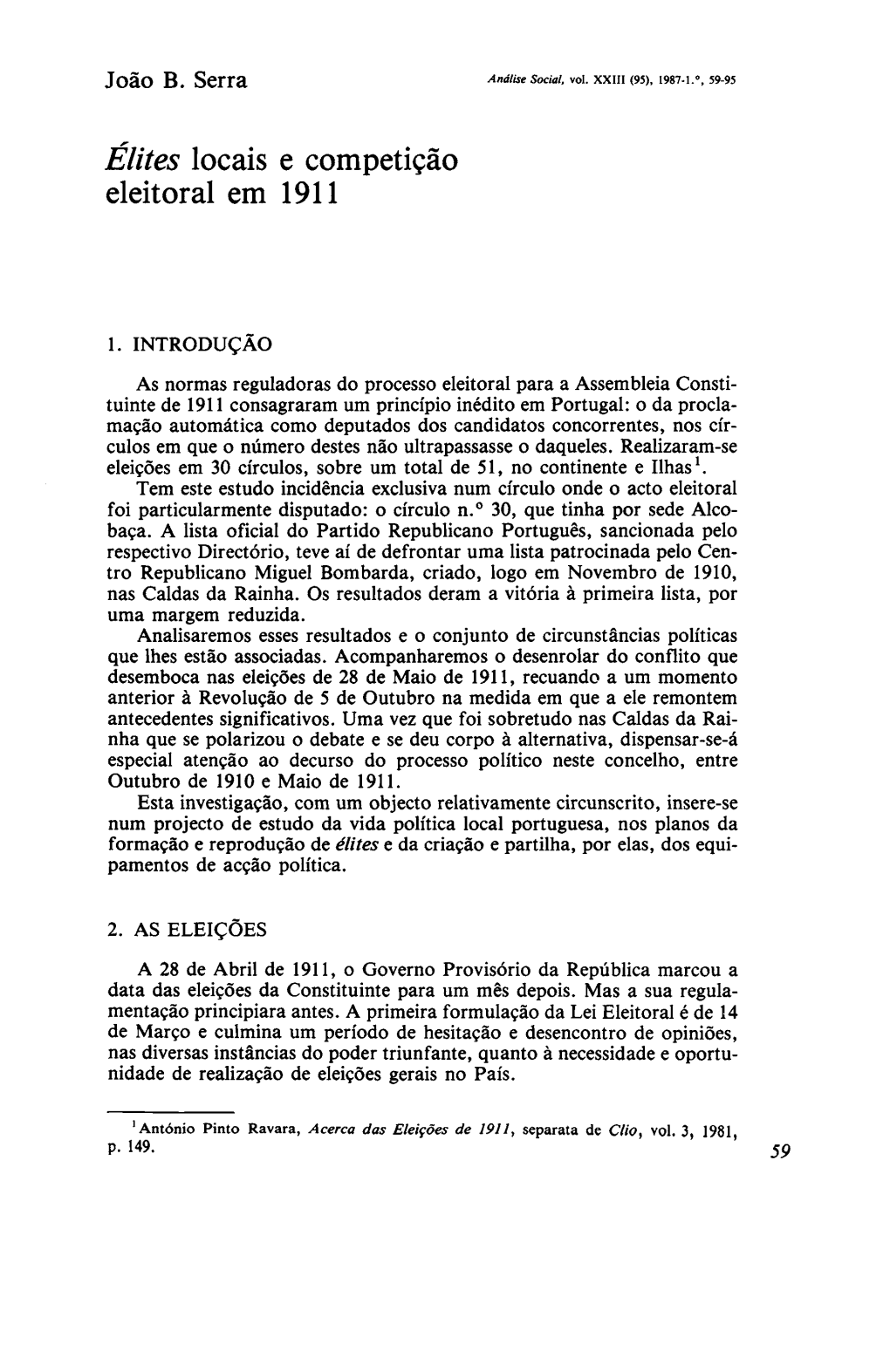 Élites Locais E Competição Eleitoral Em 1911