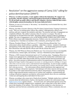2021 DRAFT Resolution on Demilitarizing Police