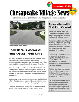 Chesapeake Village Newsletter Summer 2020