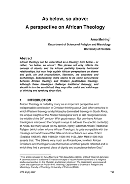 A Perspective on African Theology