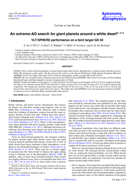 An Extreme-AO Search for Giant Planets Around a White Dwarf⋆⋆⋆