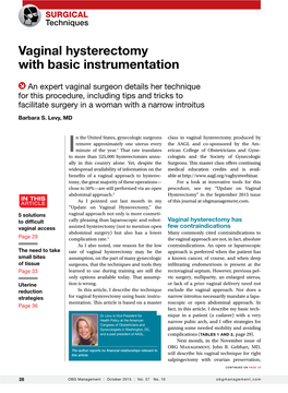 Vaginal Hysterectomy with Basic Instrumentation