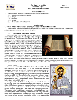 03: Topic 1.3 Lorin L Cranford the Origin of the Old Testament