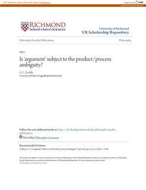 Is 'Argument' Subject to the Product/Process Ambiguity?