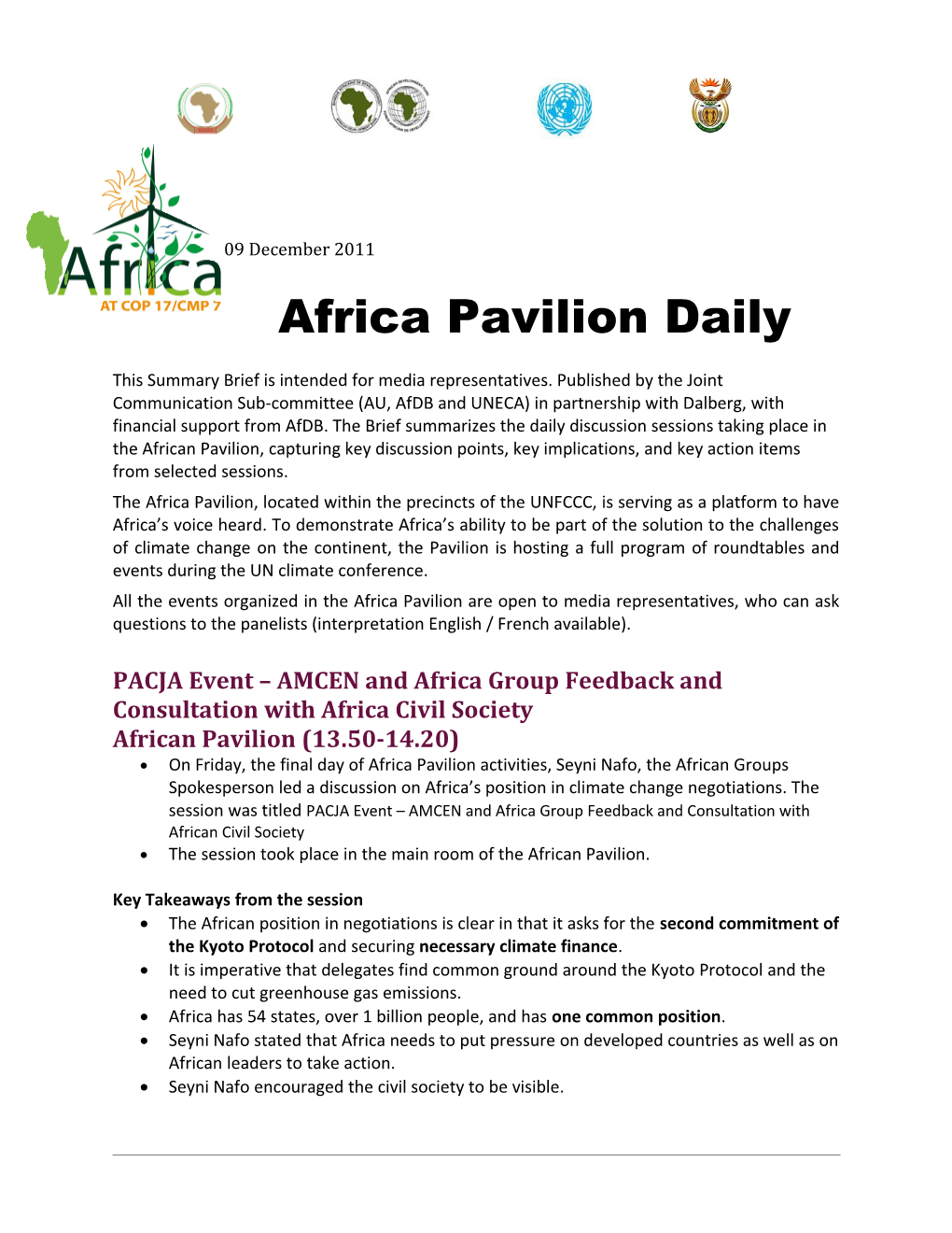 Africa Pavilion Daily