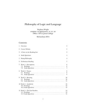 Philosophy of Logic and Language