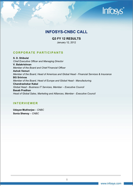 Infosys-Cnbc Call
