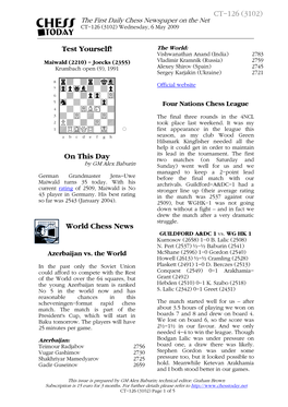Test Yourself! on This Day World Chess News CT-126 (3102)