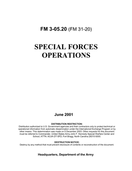 FM 3-05.20. Special Forces Operations