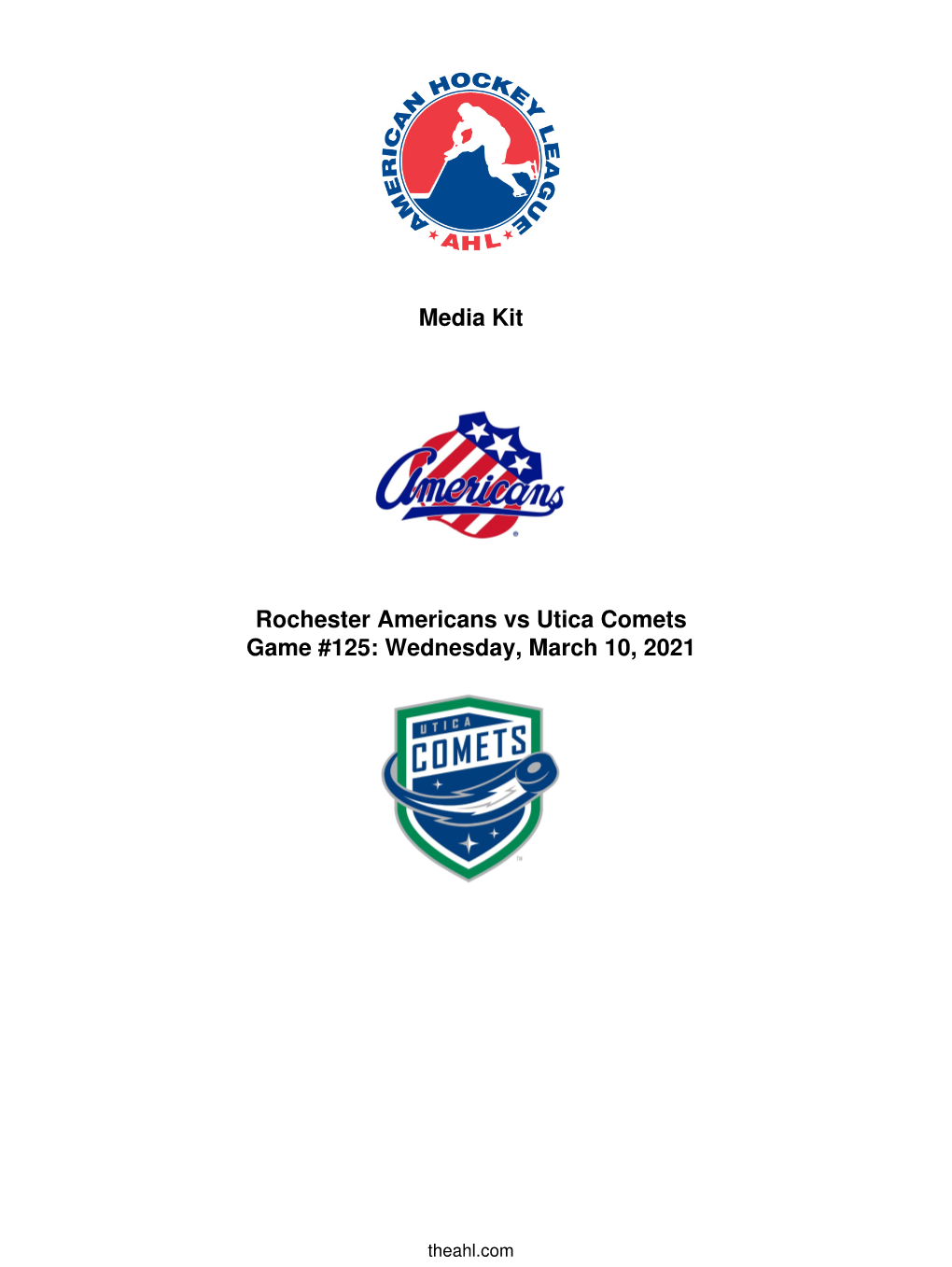 Media Kit Rochester Americans Vs Utica Comets Game #125