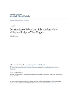 Distribution of Woodland Salamanders of the Valley and Ridge in West Virginia H