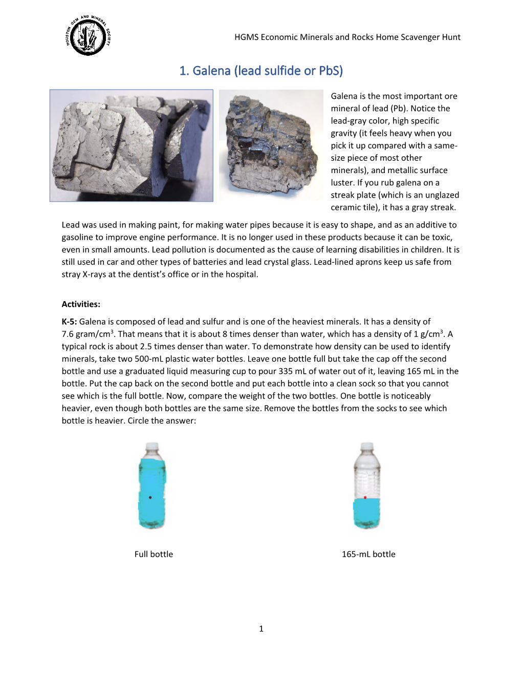 1. Galena (Lead Sulfide Or Pbs)