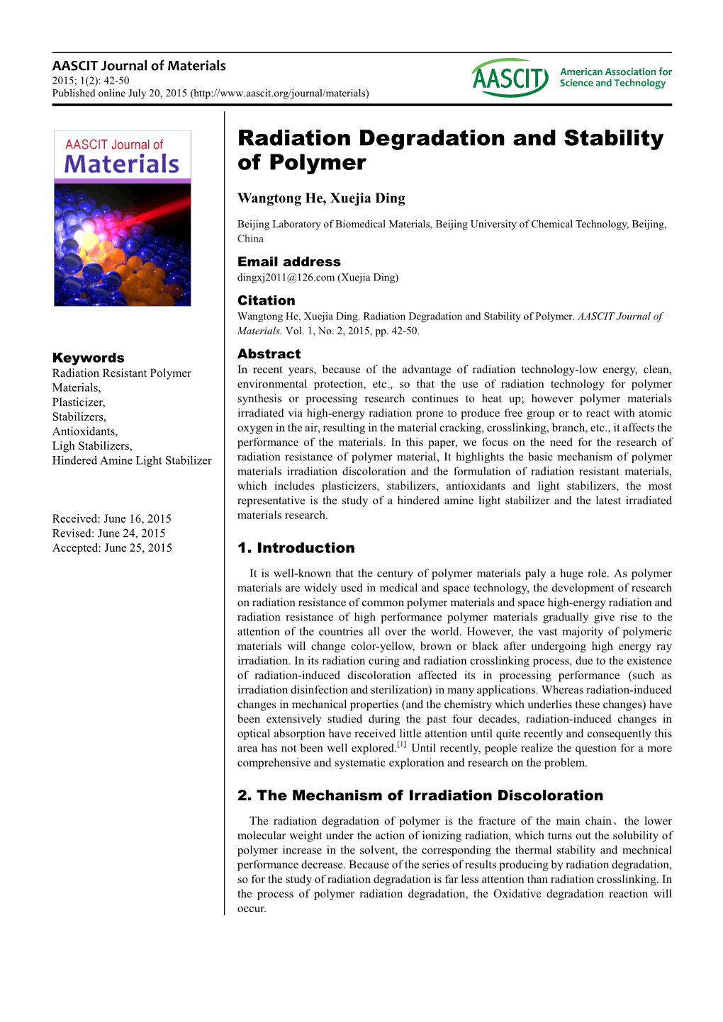 Radiation Degradation and Stability of Polymer