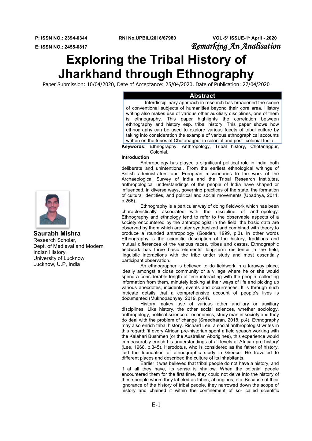 Exploring the Tribal History of Jharkhand Through Ethnography