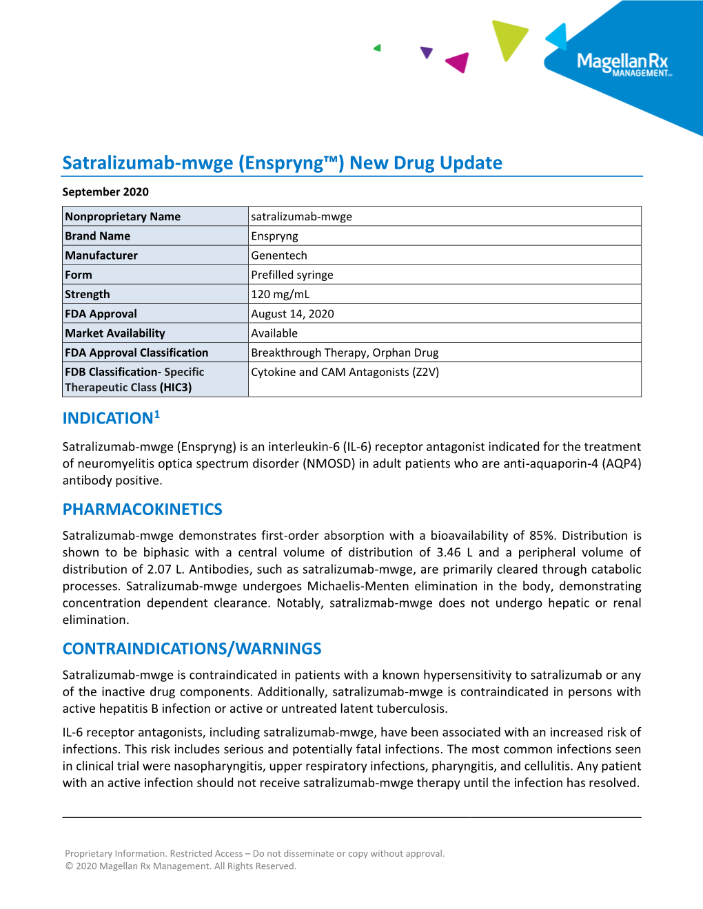 Satralizumab-Mwge (Enspryng™) New Drug Update