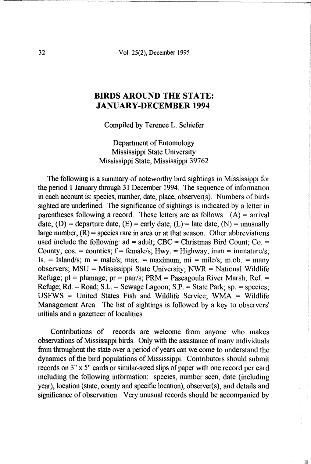 Mississippi Kite Vol 25 (2) December 1995 P32 Birds