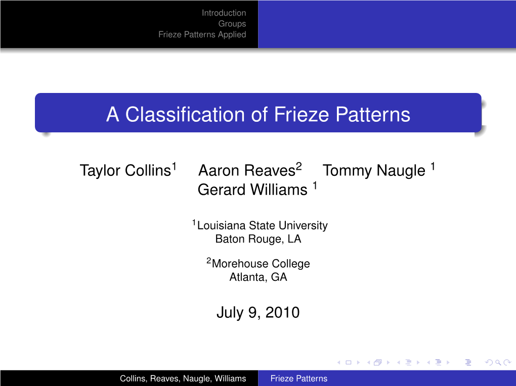 A Classification of Frieze Patterns