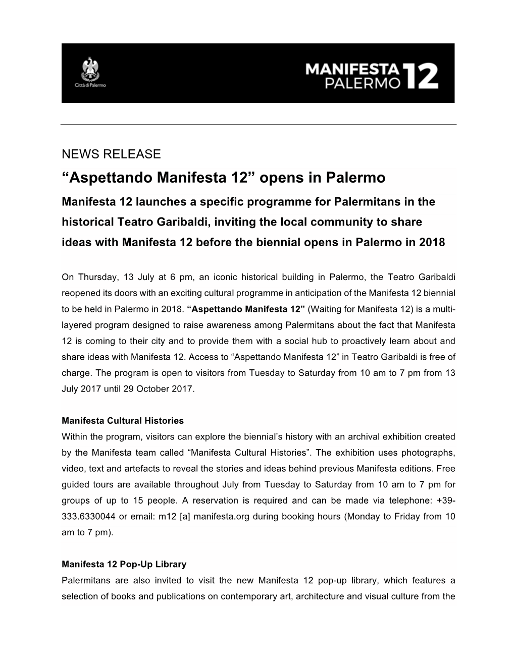 “Aspettando Manifesta 12” Opens in Palermo