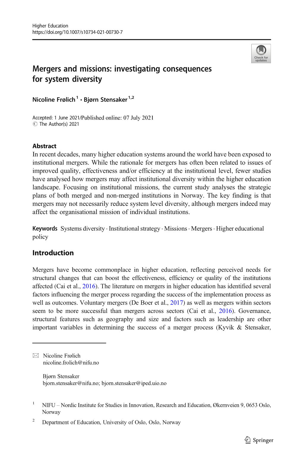 Mergers and Missions: Investigating Consequences for System Diversity