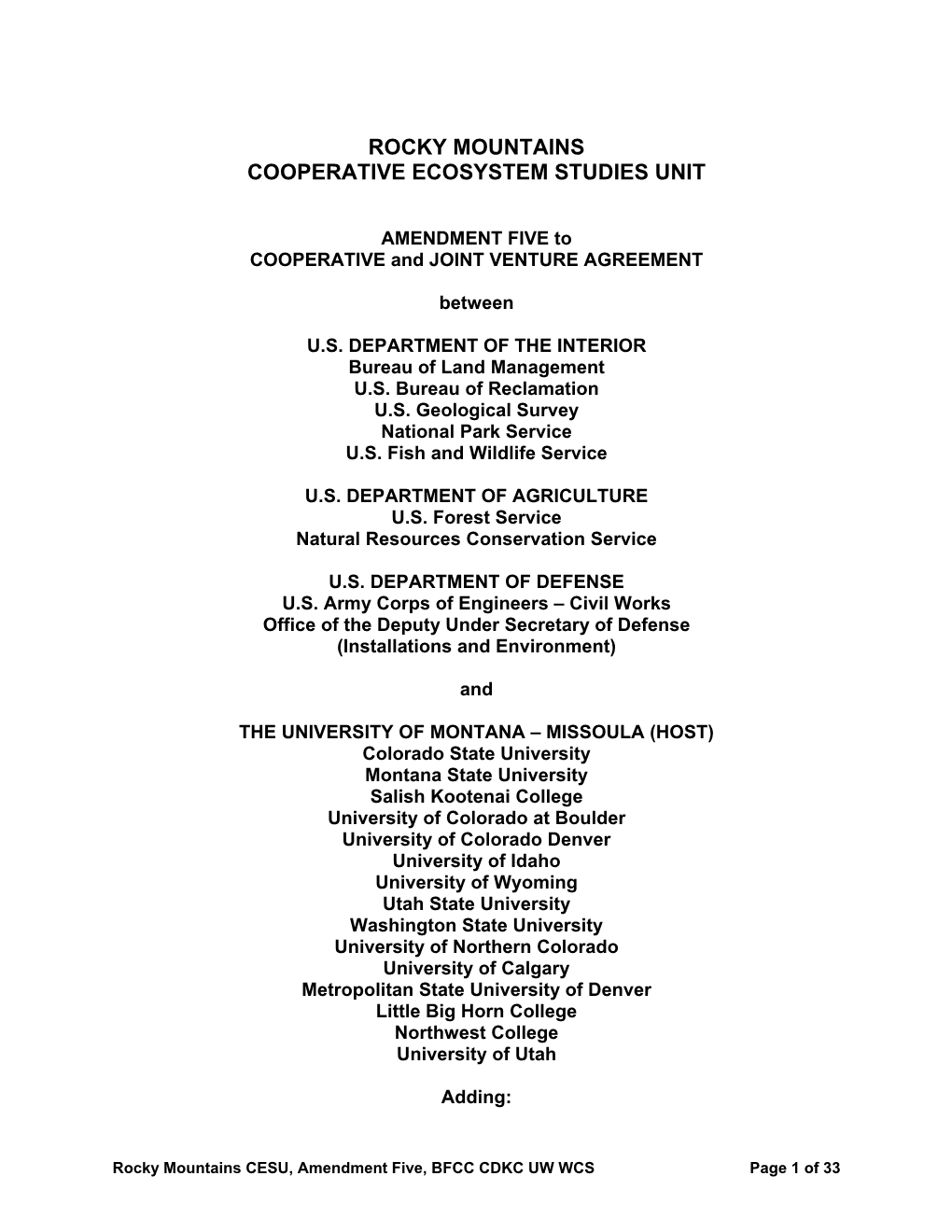 Rocky Mountains Cooperative Ecosystem Studies Unit