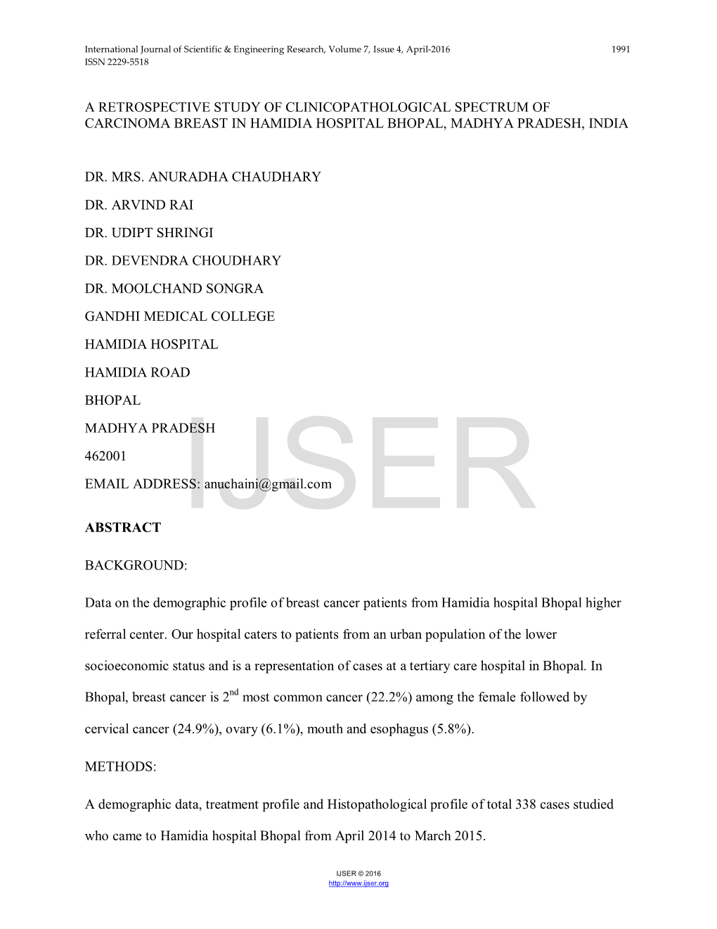 A Retrospective Study of Clinicopathological Spectrum of Carcinoma Breast in Hamidia Hospital Bhopal, Madhya Pradesh, India