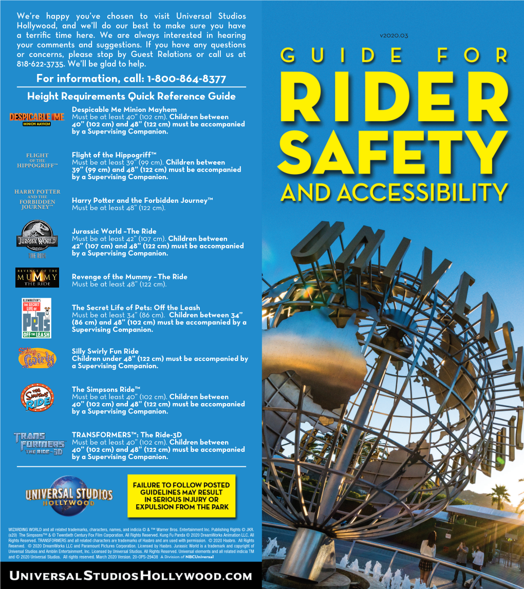 Guide for Rider Safety and Accessibility Universal Studios