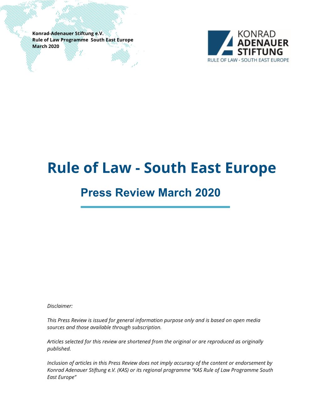 Rule of Law Programme South East Europe March 2020