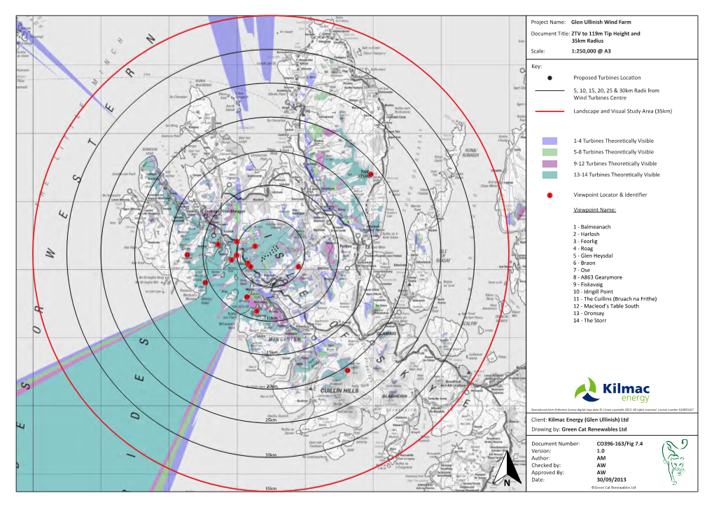 14 Wind Turbines at 1800 M SE of Balmeanach, Glen Ullinish, Skye By