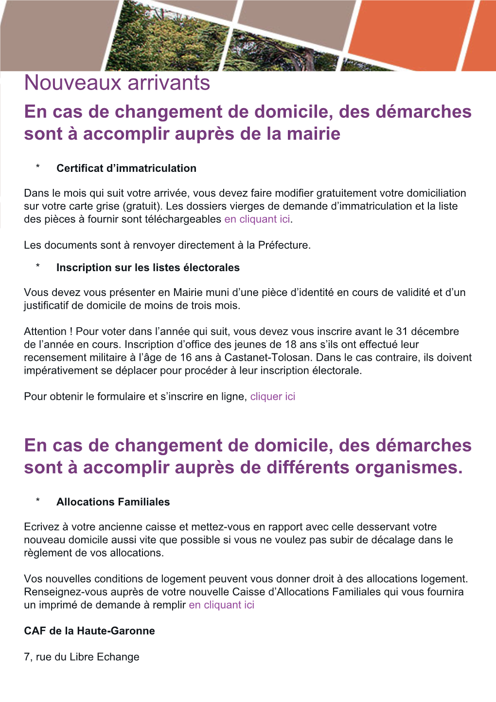 Nouveaux Arrivants En Cas De Changement De Domicile, Des Démarches Sont À Accomplir Auprès De La Mairie