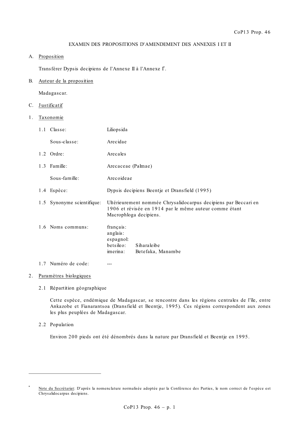 P. 1 Cop13 Prop. 46 EXAMEN DES PROPOSITIONS D'amendement