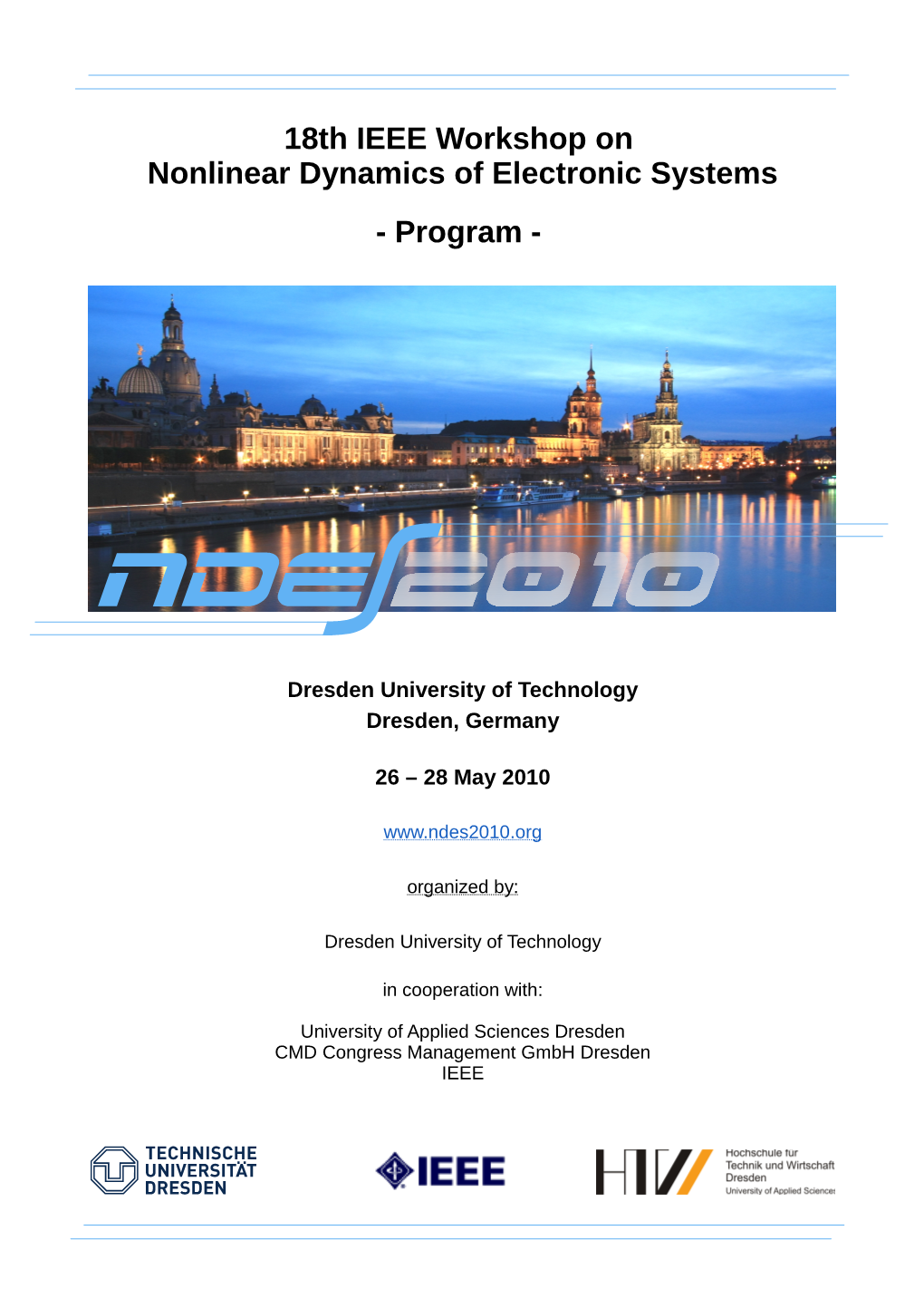 Program of NDES 2010, Dresden, Germany