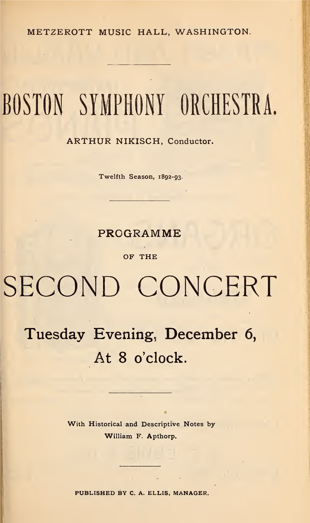 Boston Symphony Orchestra Concert Programs, Season 12, 1892