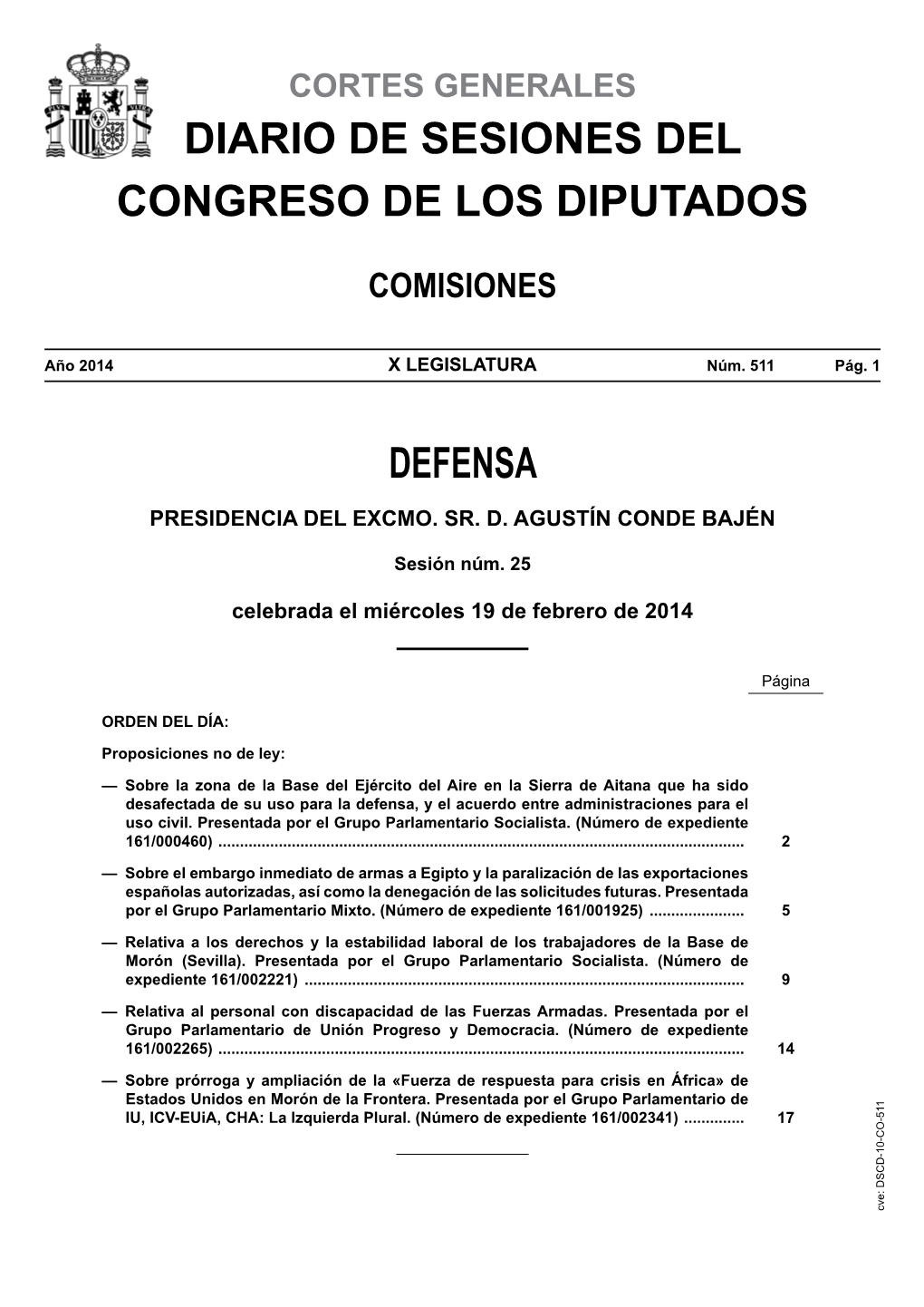 Diario De Sesiones Del Congreso De Los Diputados