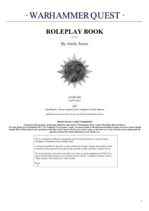 Warhammer Quest Roleplay Manual