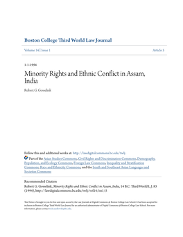 Minority Rights and Ethnic Conflict in Assam, India Robert G