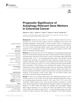 Prognostic Significance of Autophagy-Relevant Gene Markers in Colorectal Cancer
