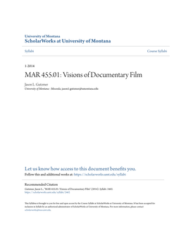 MAR 455.01: Visions of Documentary Film Jason L