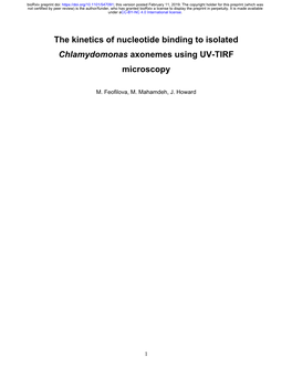 The Kinetics of Nucleotide Binding to Isolated Chlamydomonas Axonemes Using UV-TIRF Microscopy