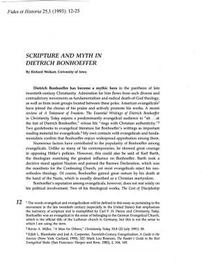 Scripture and Myth in Dietrich Bonhoeffer