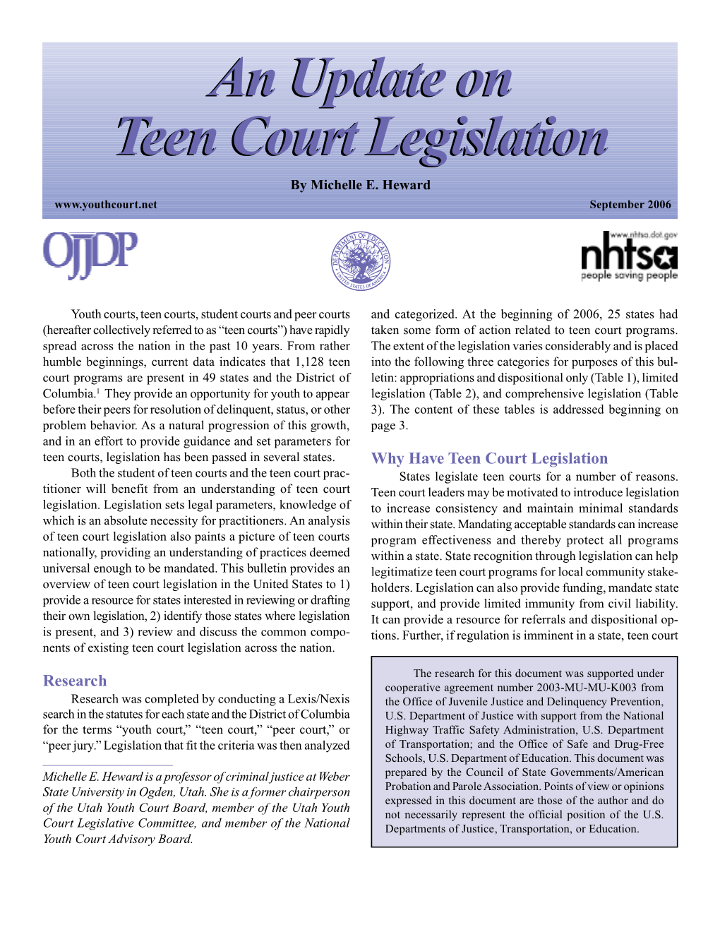 An Update on Teen Court Legislation