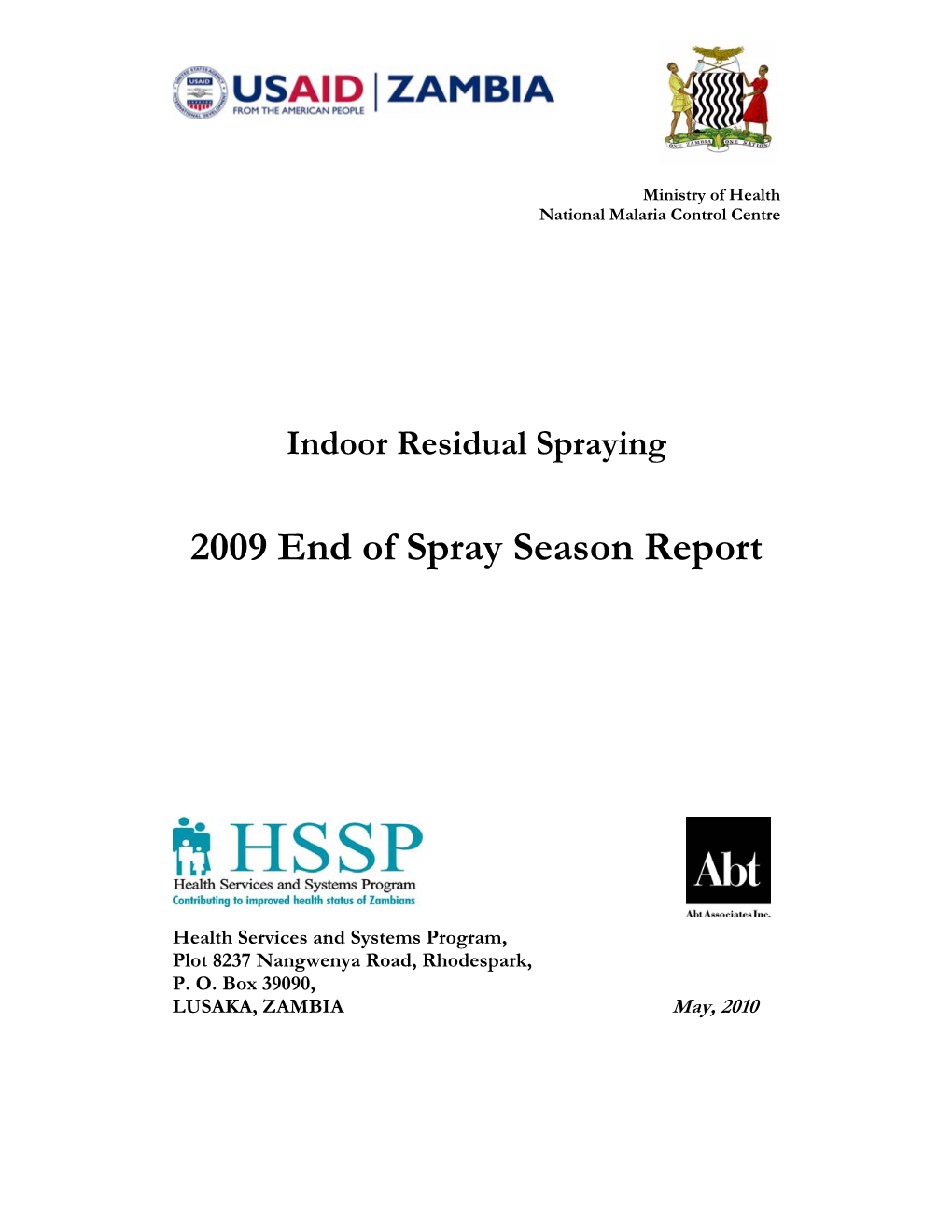 2009 End of Spray Season Report