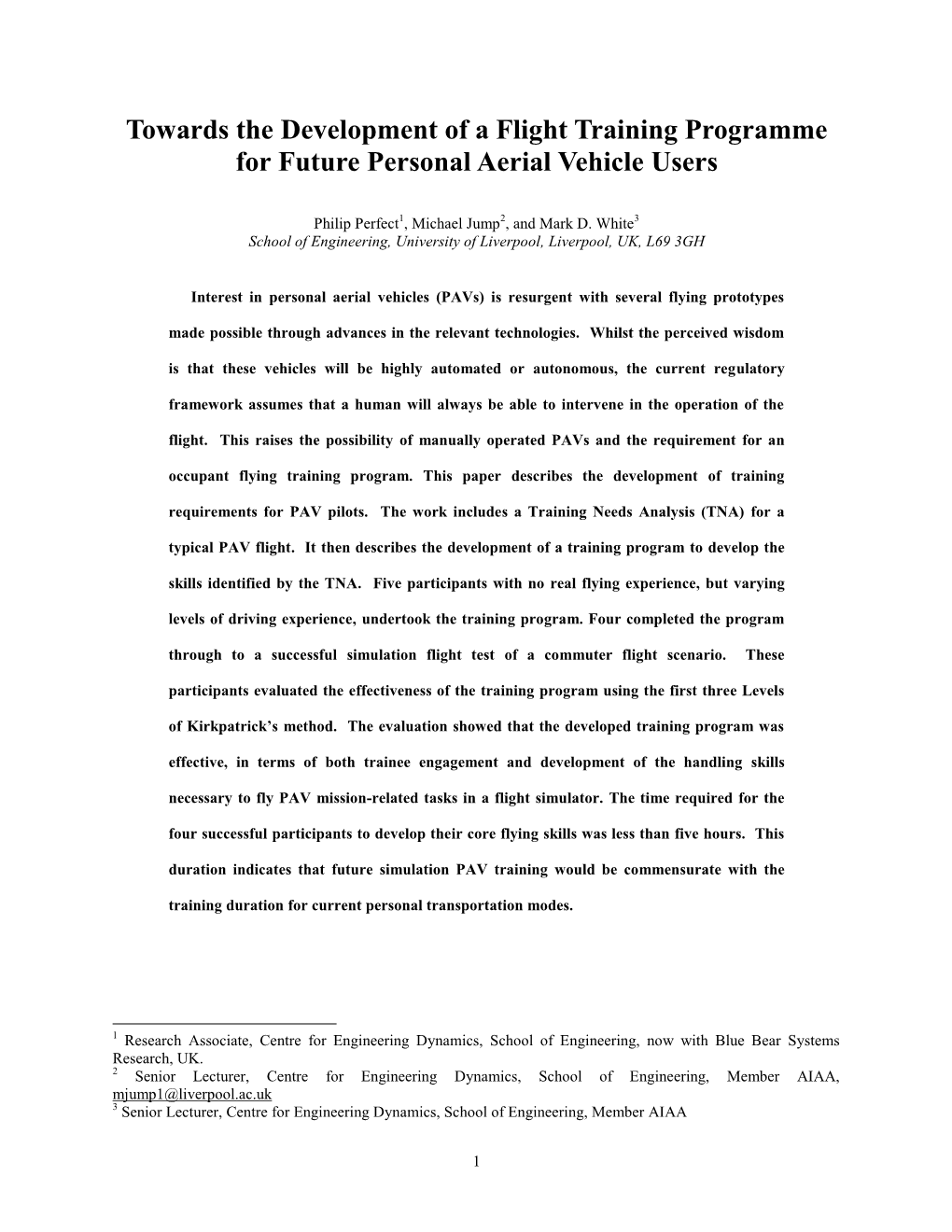 Towards the Development of a Flight Training Programme for Future Personal Aerial Vehicle Users